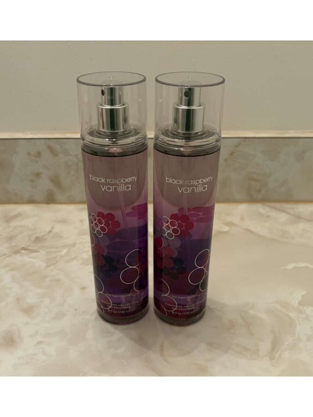 Lot Of 2 Bath & Body Works BLACK RASPBERRY VANILLA Fragrance Mist Spray 8oz NEW